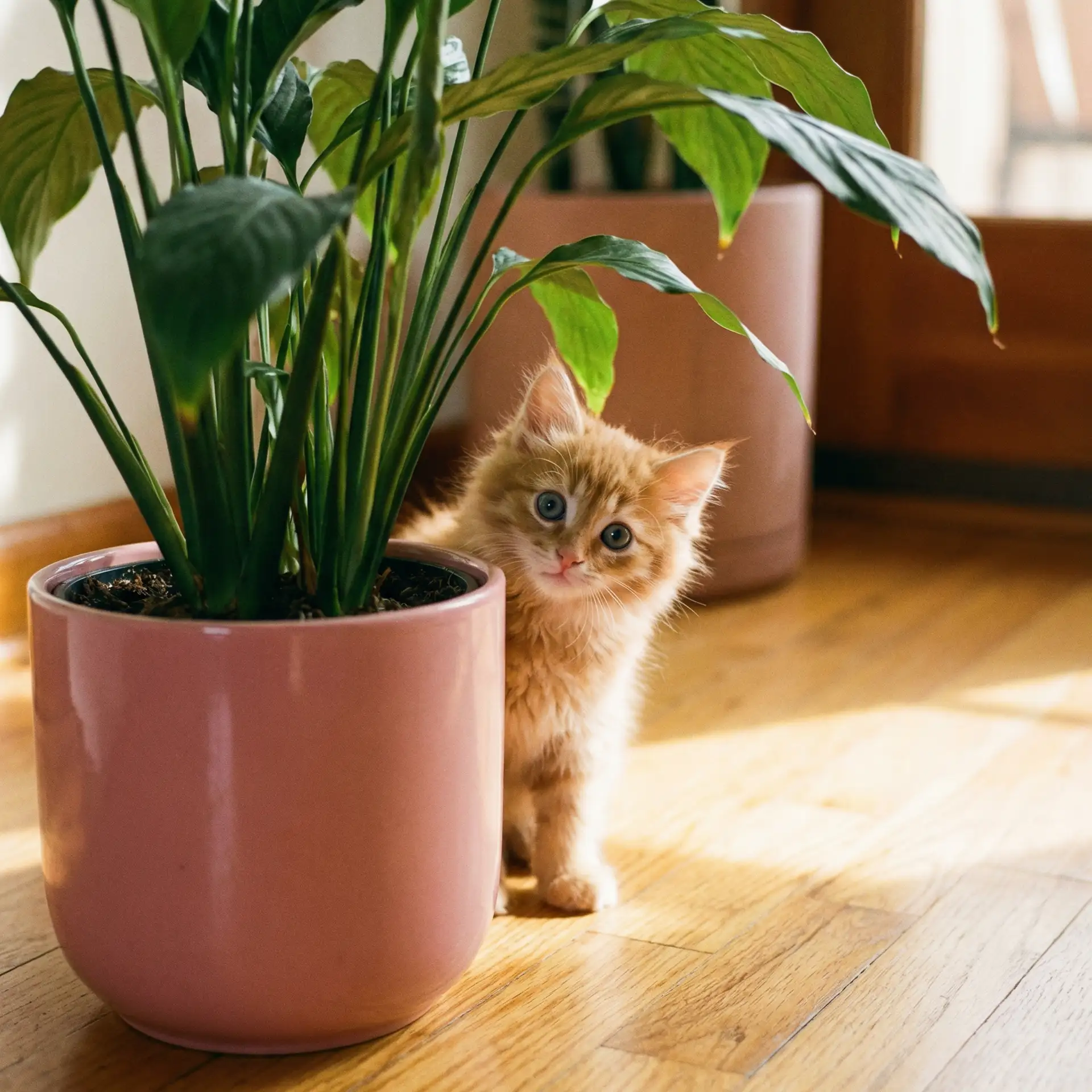 小猫从花盆后探头 - 缓慢而有力的一下又一下视频